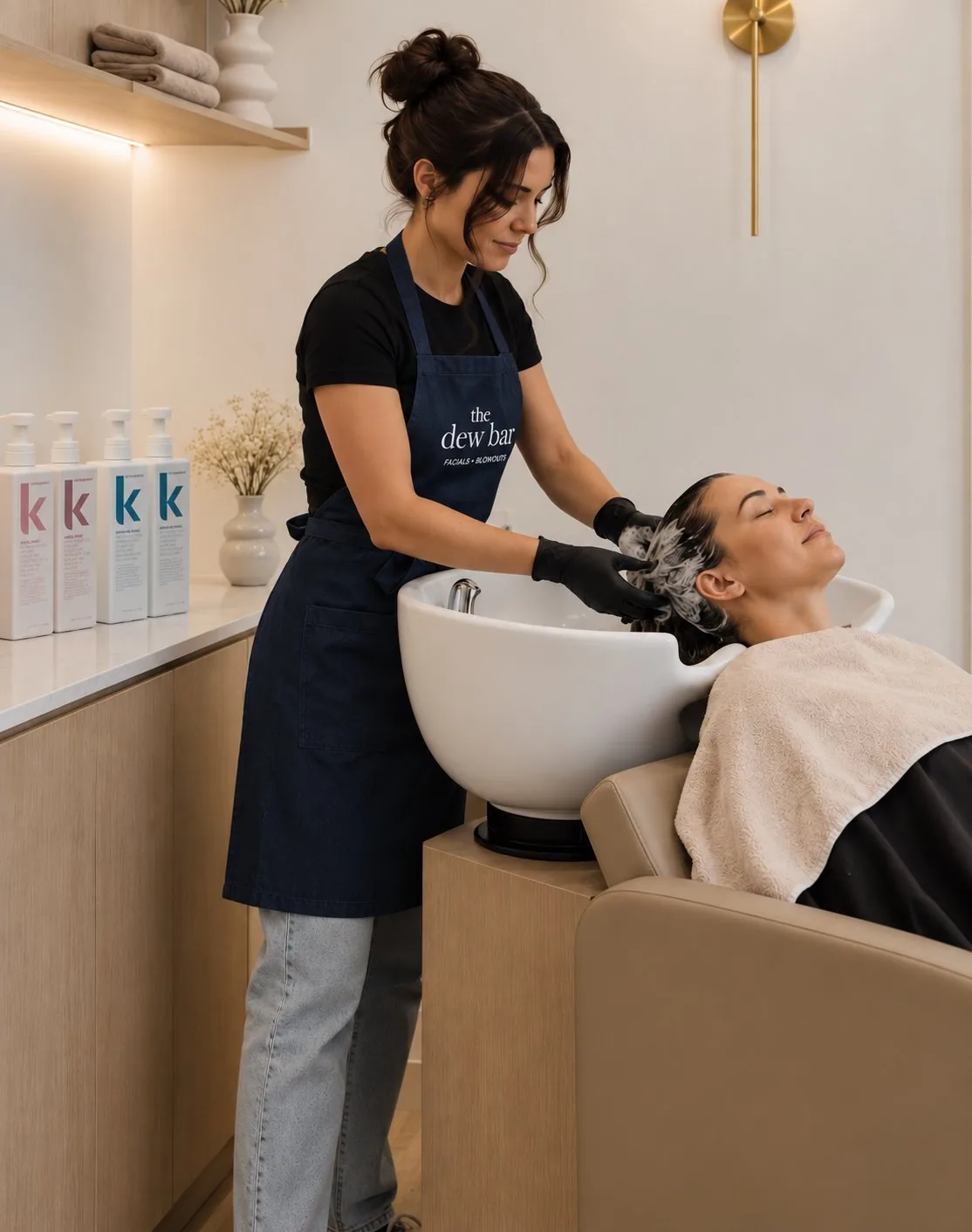 A calming shampoo and scalp massage at The Dew Bar